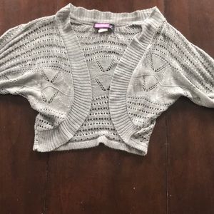 Gray Crop Open Cardigan Small
